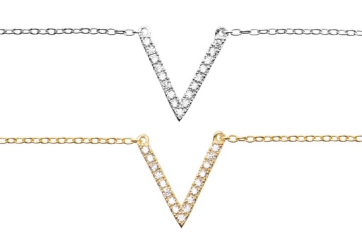 [08720C002ZBL] Silver 925 necklace cz v 40+5cm rhodium