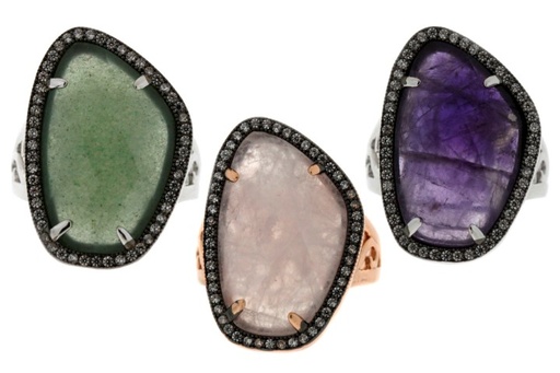 Silver 925  semi precious stone cz ring