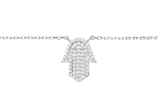 [08759C001ZBL] Collar plata 925 mano fatima con cz 