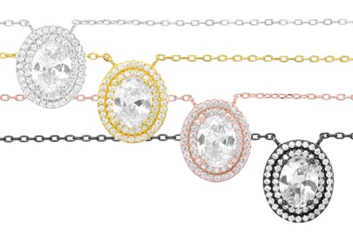 Silver 925 necklace cz 38+5cm rutenium plated