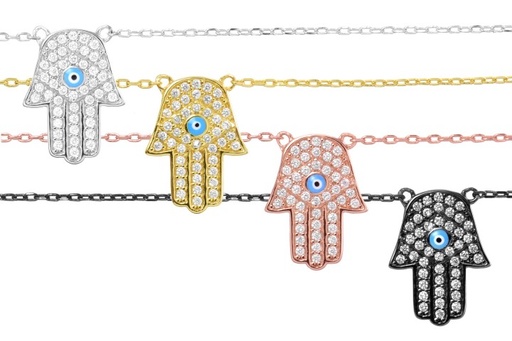Collar plata 925 con zirconita mano de fatima