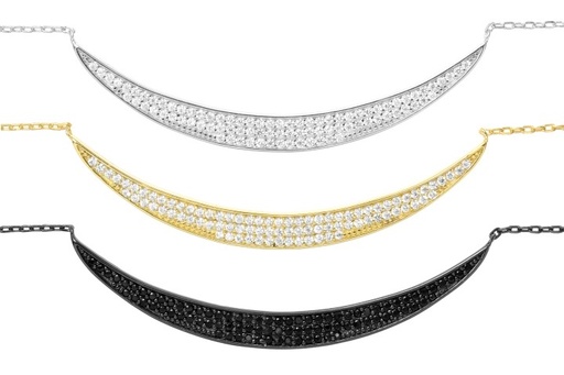 Silver 925 necklaces cz 38+5cm rutenium plated