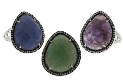 Silver 925  semi precious stone cz ring