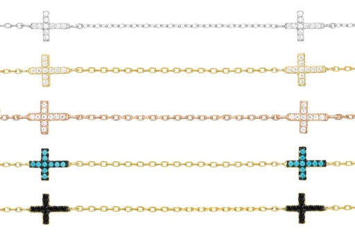 Collar plata 925 zirconita cruces 