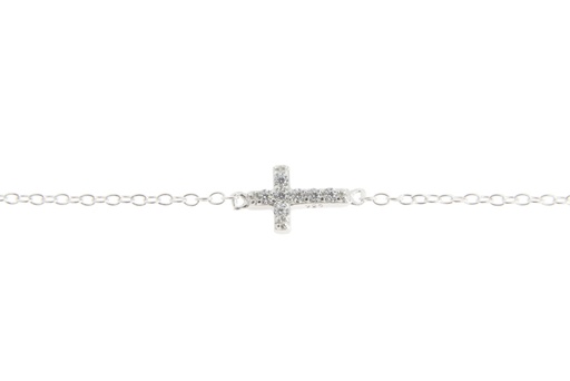 [09495C381ZBL] Silver 925 cross cz necklace 38+5cm rhodium