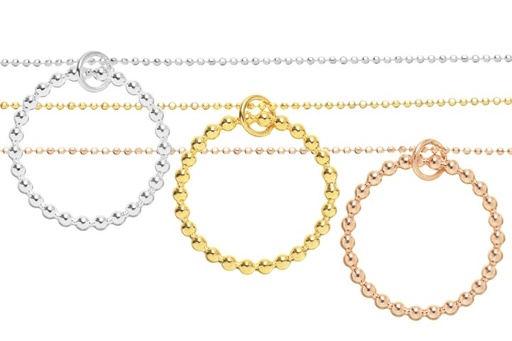 Collar plata 925 anilla bolitas cadena diamantada 