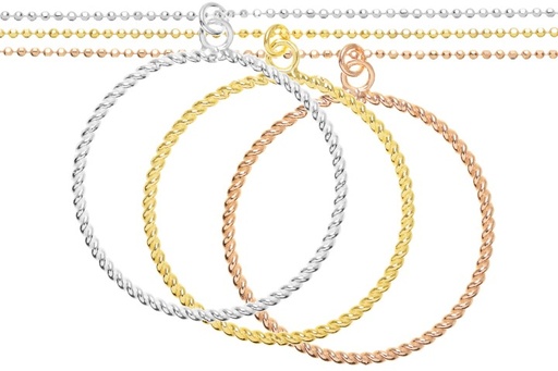 Collar plata 925 anilla grande cadena bolitas 