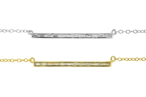 Collar plata 925 barra cz baguette 