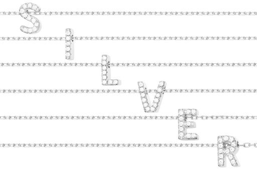 Silver 925 initials cz  necklace