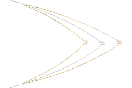 [10005C005ZBL] Silver 925 cz necklace 40+5cm gold plated + rhodium plated + rose gold plated