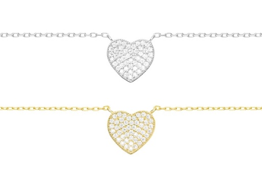 Silver cz necklace 38+5cm rhodium