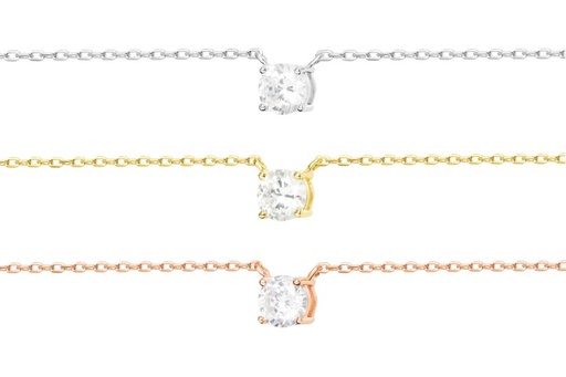 Silver cz necklace 38+5cm rose gold plated