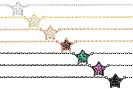 Silver cz necklace 38+5cm rutenium plated