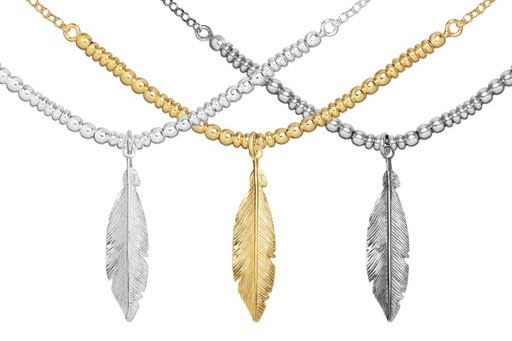 Silver 925 feather necklace 38+5cm sterling silver