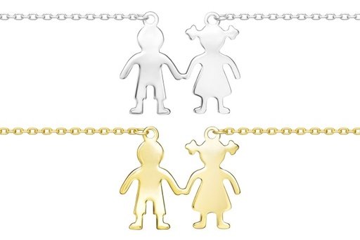 Silver 925 girl & boy necklace 38+5cm sterling silver