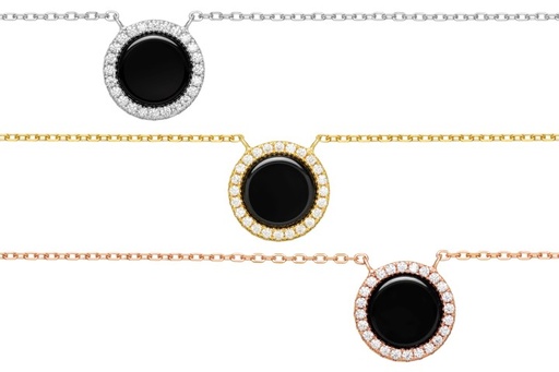 Collar plata 925 onix con zirconita 