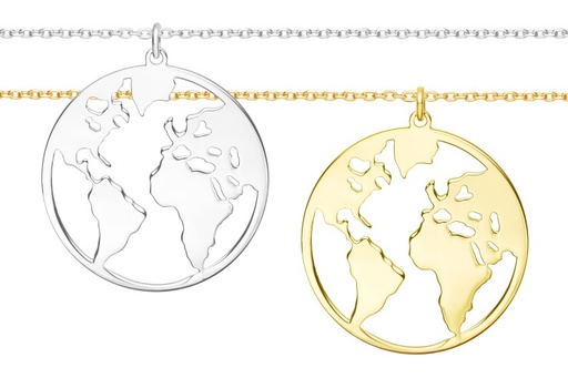 Collar plata 925 mapa del mundo