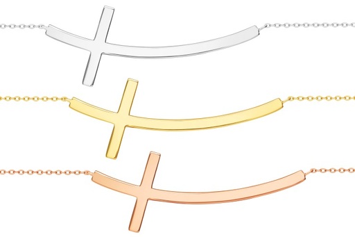 Collar plata 925 cruz apaisada 