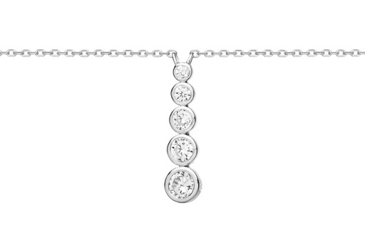 [10932C381ZBL] Silver 925 cz necklace 38+5cm rhodium