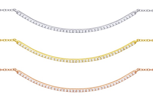 Silver 925 cz necklace 40+5cm rose gold plated