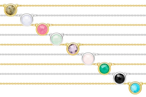 [11106C381GLC] Silver 925 necklace semi preci 38+5cm rhodium