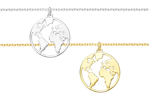 Collar plata 925 mapa del mundo peq.