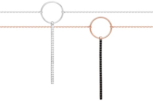 [11226C383ZNE] Collar plata 925 circulo con barra zirconita 