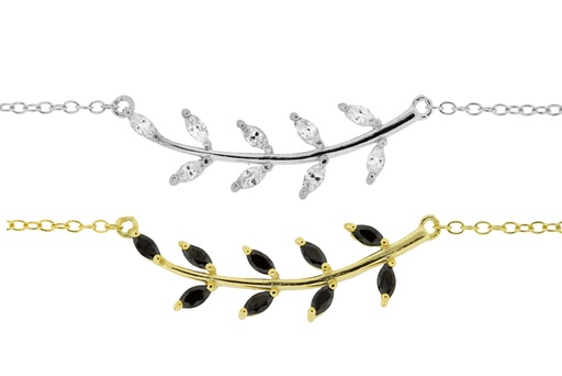 Silver 925 cz necklace 38+5cm rhodium