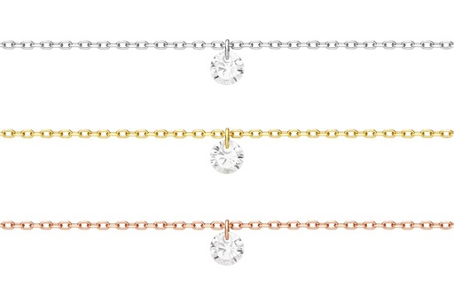 Silver 925  cz necklace 38+5cm rose gold plated