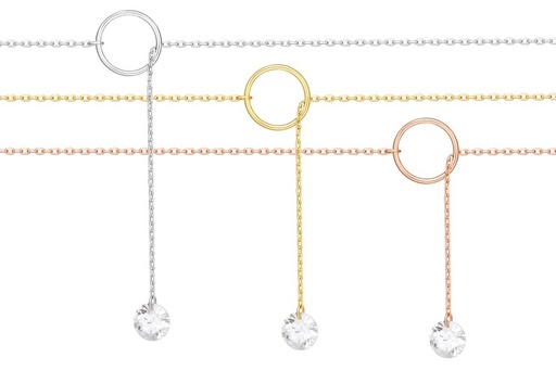 Silver 925  cz necklace 38+5cm rose gold plated