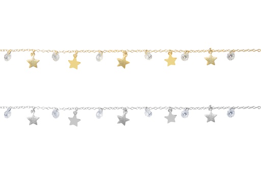 Collar plata 925 zirconitas y estrellas mate 