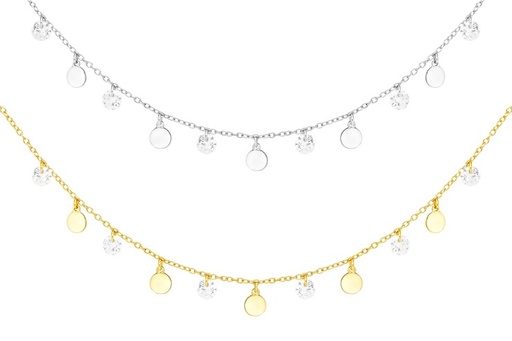 Collar plata 925 con zirconitas 4mm y placas 