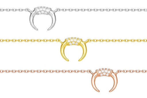 Silver 925 cz necklace 38+5cm rose gold plated