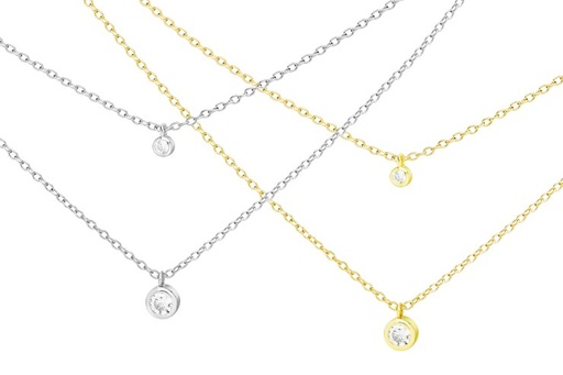 Silver 925 cz necklace 38+5cm rhodium