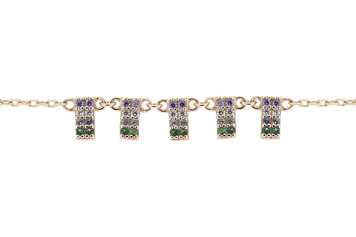 [11901C383ZMC] Silver 925 cz necklace 38+5cm rose gold plated