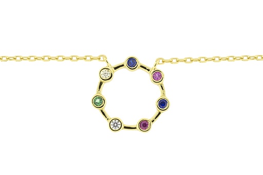 [11908C382ZMC] Silver 925 cz necklace 38+5cm gold plated