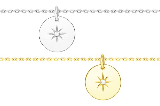 Silver 925 cz necklace 38+5cm rhodium