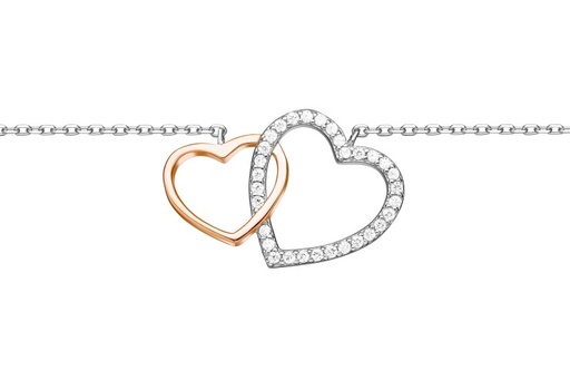 [11958C383ZBL] Silver 925 cz necklace 38+5cm rose gold plated