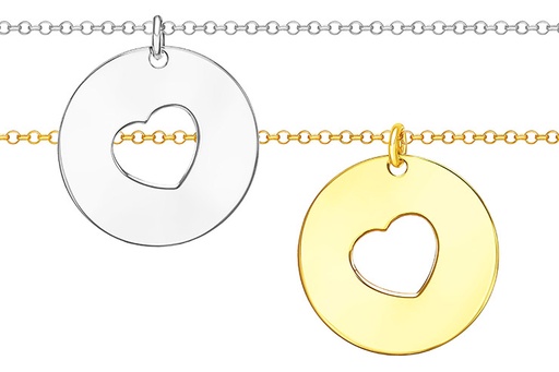 Collar plata 925 placa calada corazon 