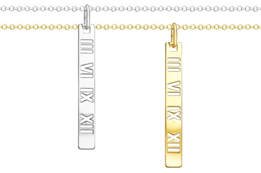 Collar plata 925 placa rectangular nros.romanos 