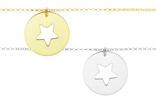 Silver 925 star necklace 38+5cm sterling silver