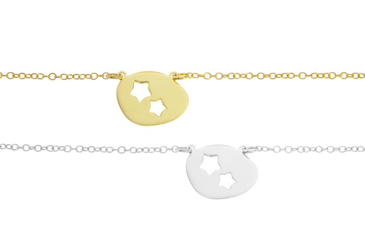 Silver 925 two stars necklace 38+5cm sterling silver