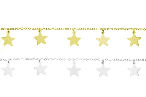 [12030C3800PL] Silver 925 five stars necklace 38+5cm sterling silver