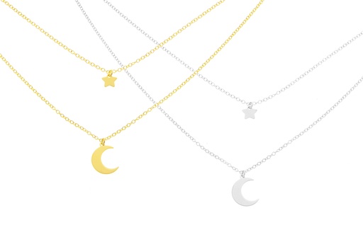 Collar plata 925 estrella y luna