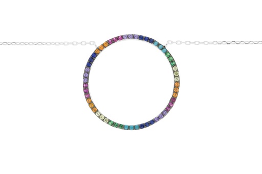 [12371C381ZMC] Silver 925 cz necklace 38+5cm rhodium