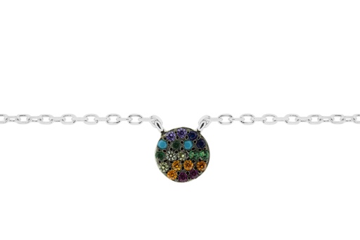 [12373C381ZMC] Collar plata 925 circulo con zirconitas multicolor 