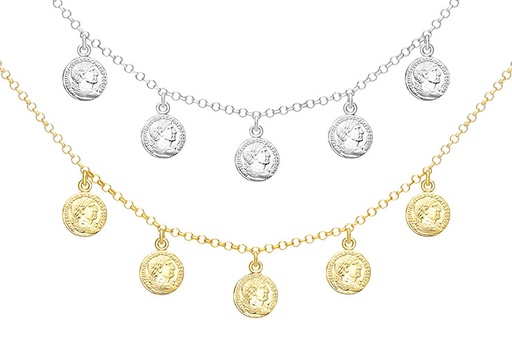 [12425C0000PL] Silver 925 roman coin necklace 40+5cm sterling silver