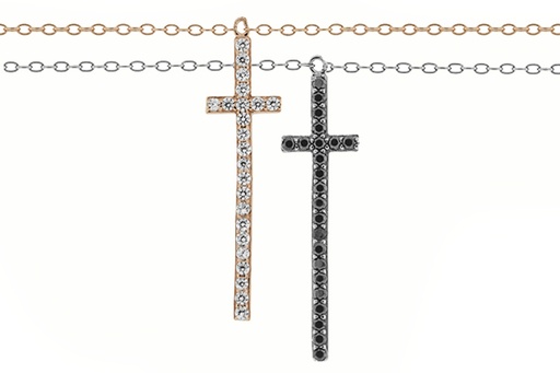 Silver 925 cz necklace 40+5cm rutenium plated