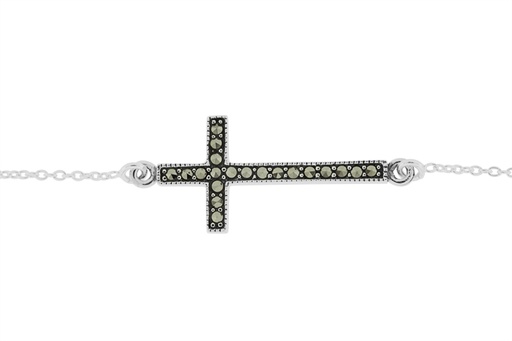 [12584C000MMQ] Collar plata 925 cruz apaisada marquesita 