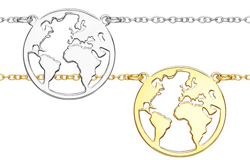 Silver 925 world necklace 38+5cm sterling silver